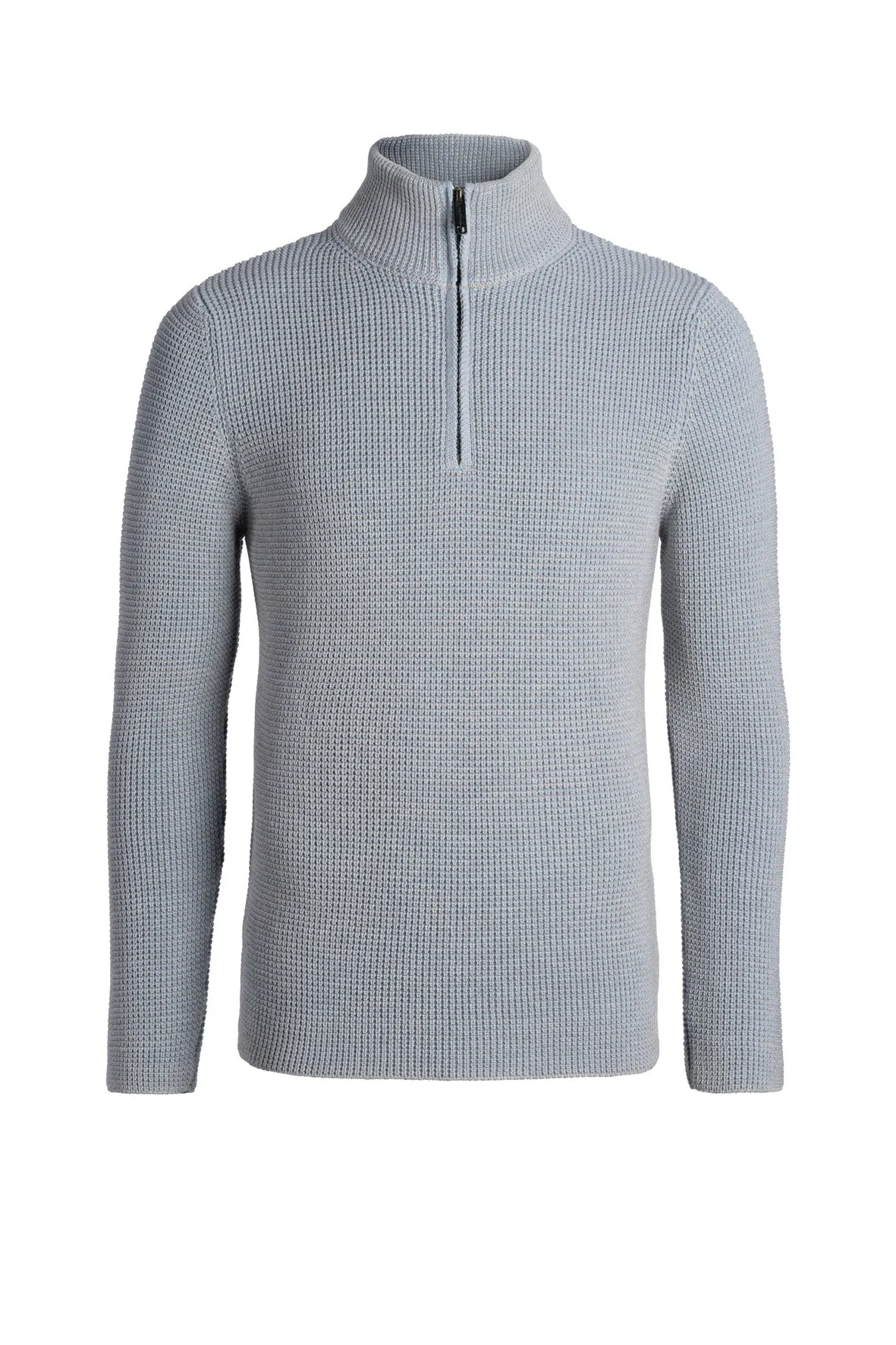 Double pearl zip-up sweater made of merino wool