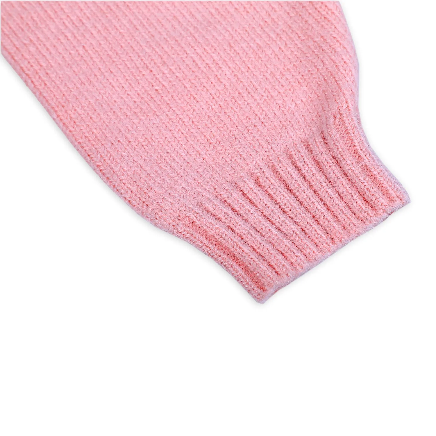 Elegant Bow And Pearl Buttons Premium Full Sleeves Knitted Sweater - Pink