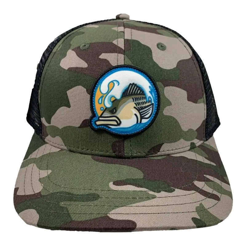 Fish Heads Striper Wave Patch Hat