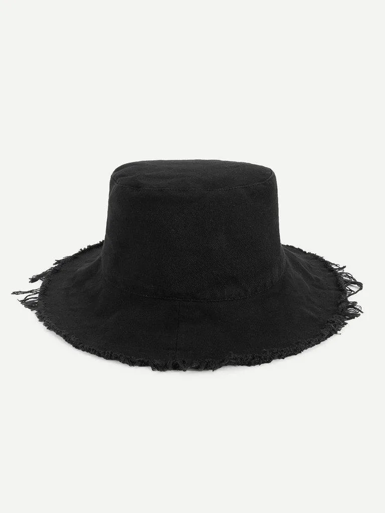 Frayed Trim Bucket Hat