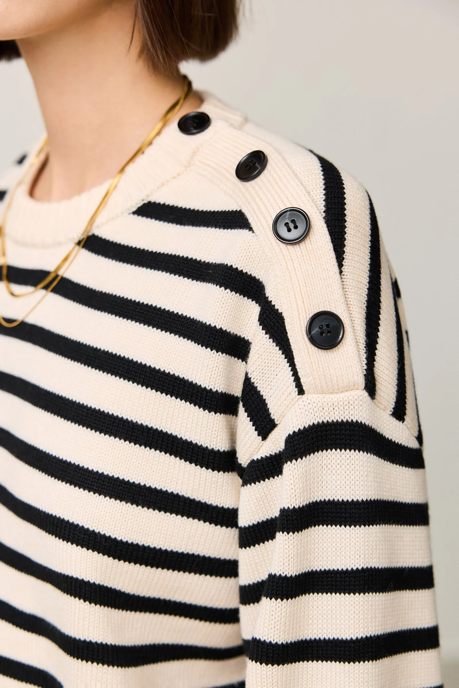 LILY Classic Horizontal Striped Crewneck Sweater