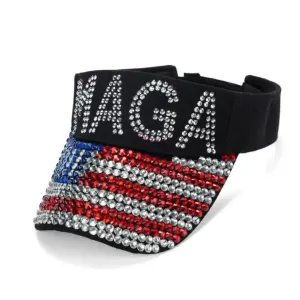 MAGA Rhinestone Ladies Visor (Black)