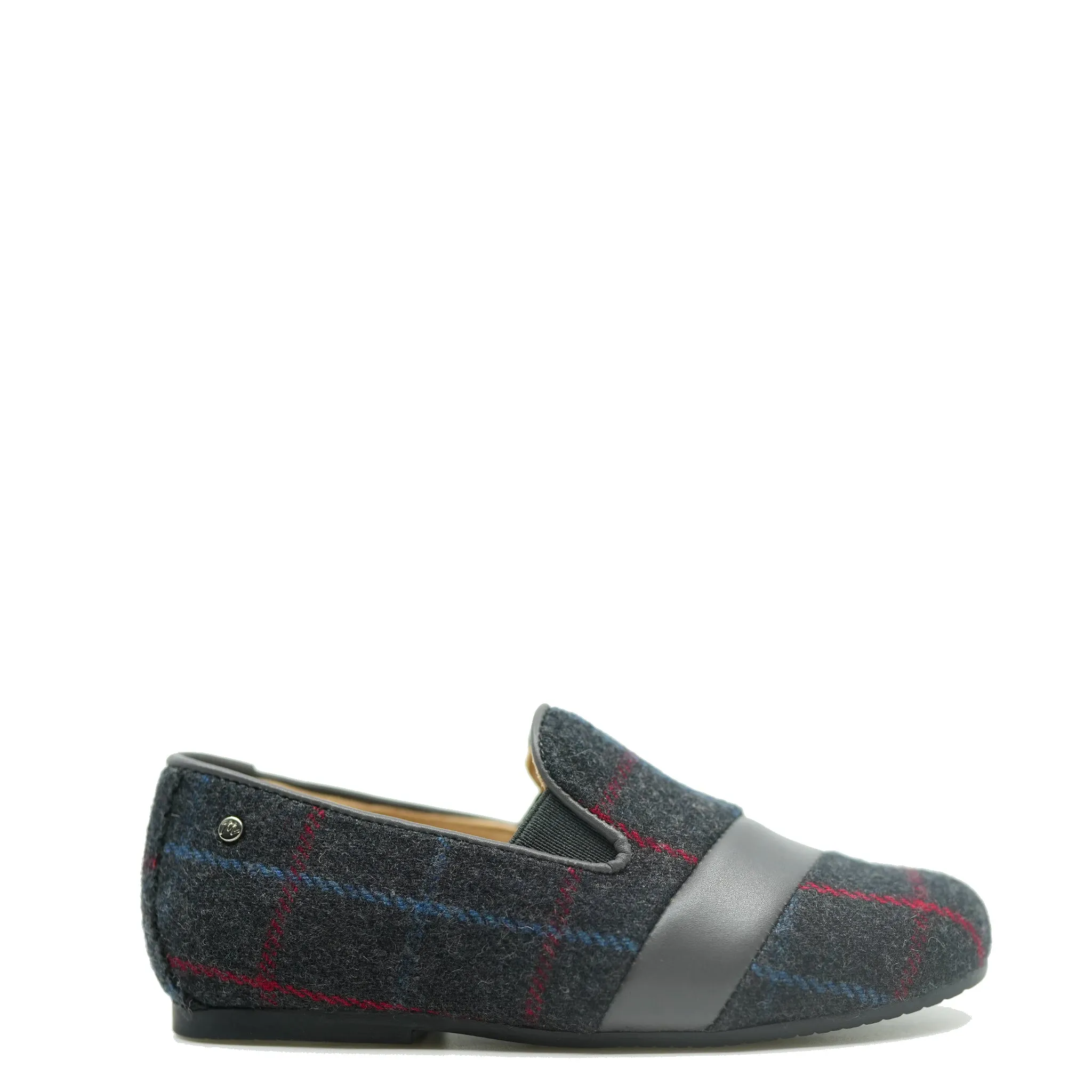 Manuela Gray Wool Plaid Smoking Loafer