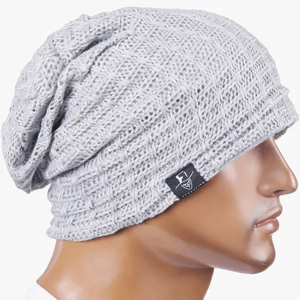 Mens Knit Baggy Beanie Hats B101