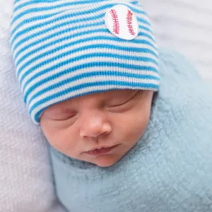 Newborn Baby Boy Blue Hospital Hat Striped Infant Hat Newborn Hat