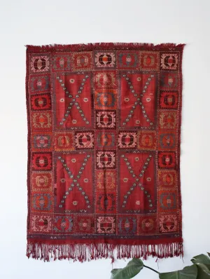 Old Konya Karapinar Cicim Kilim Rug 4.4ftx5.6ft