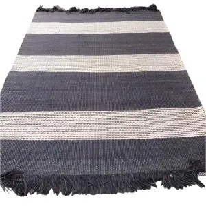 TEEK - 5x7 Feet Hand Woven Striped Jute/Wool Area Rug