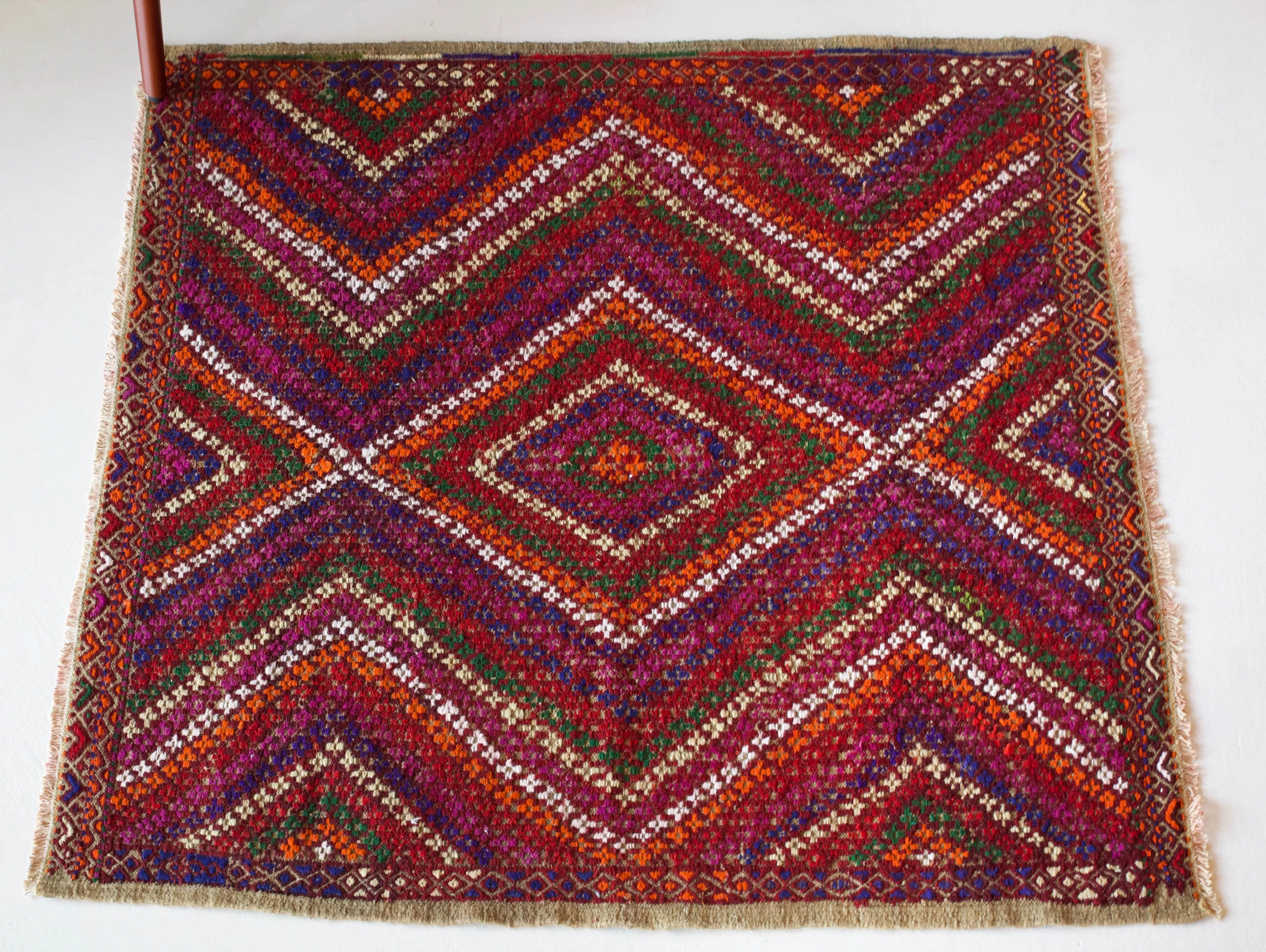 Vintage Mini Turkish Kilim Rug 4'x4'3"