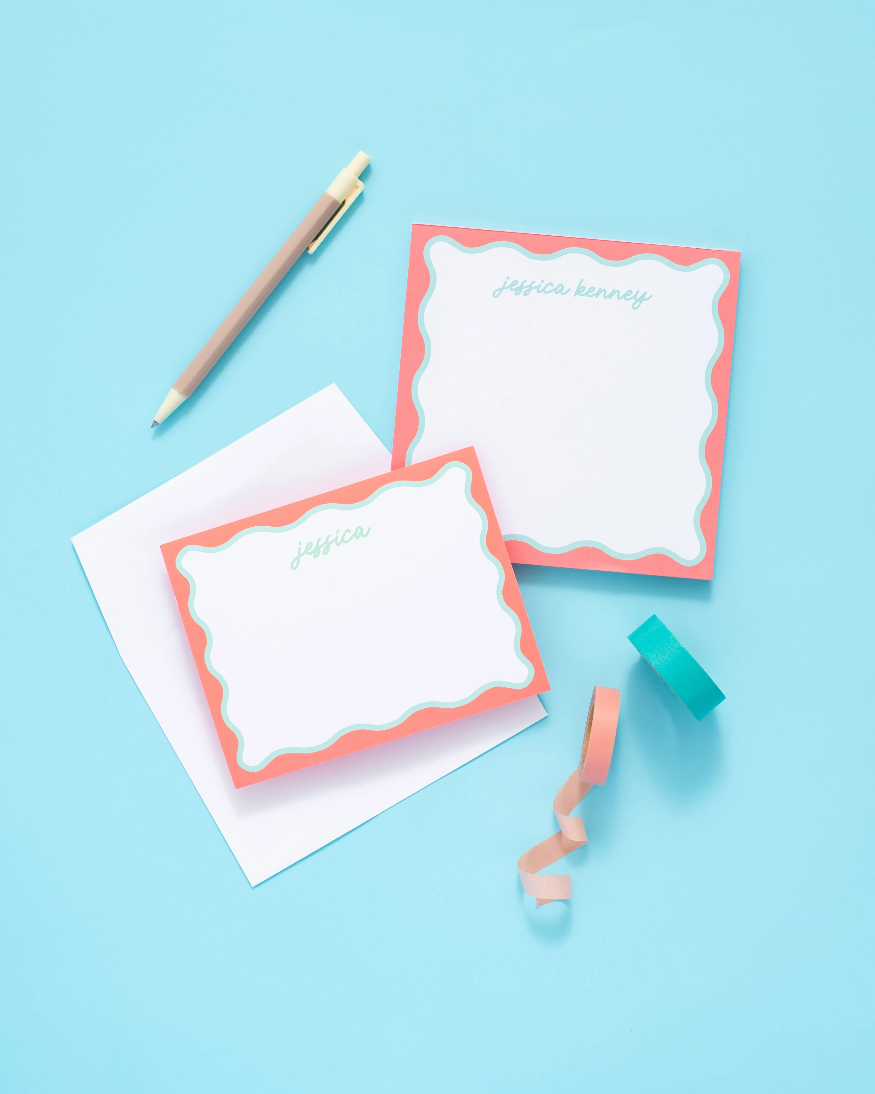 Wavy Collection Personalized Notepad & Stationery Bundle