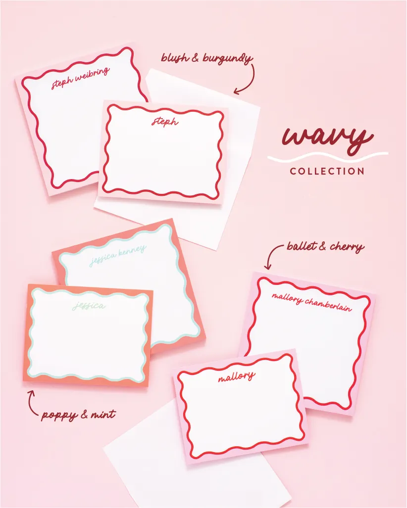 Wavy Collection Personalized Notepad & Stationery Bundle