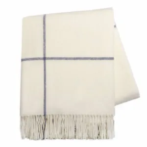 Windowpane Cashmere Throw Ecru & Navy by Lands Downunder